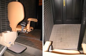 上階 乗降位置（左：背面 右：乗車視点）